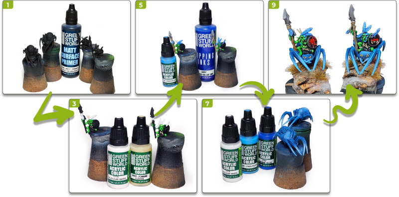 Goblin spiders in blue tones | Painting tutorial